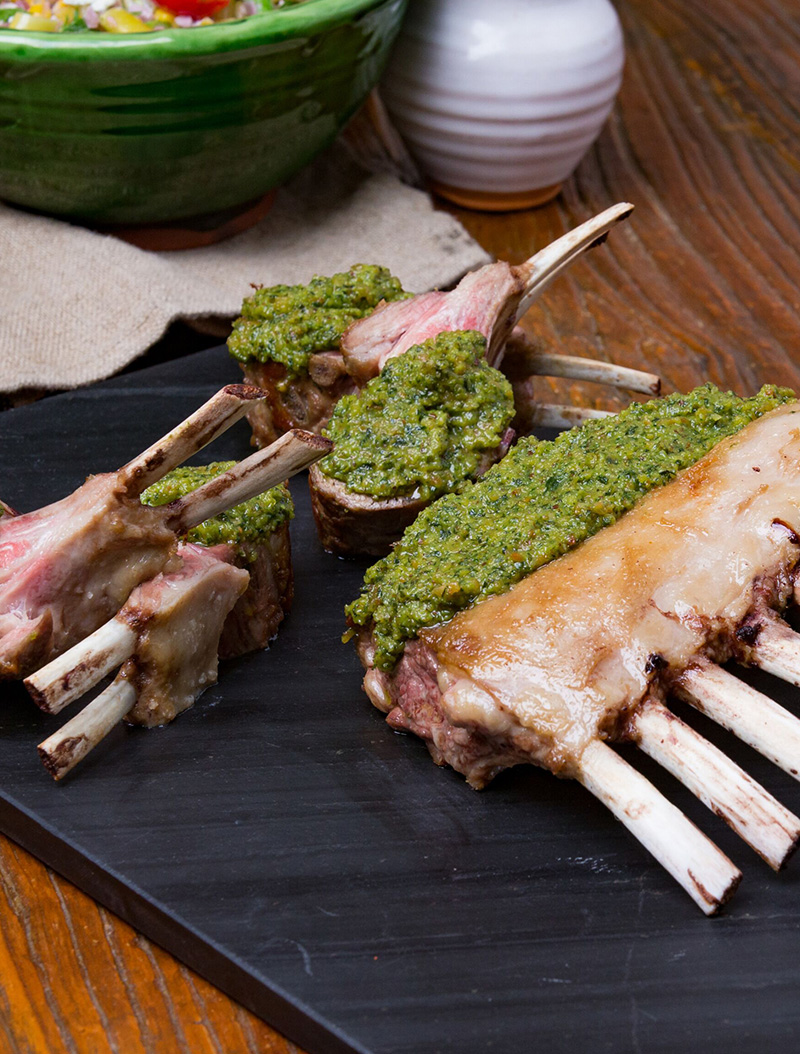 Roasted Ovation Lamb Rack with Basil Greenlea Butcher Shop