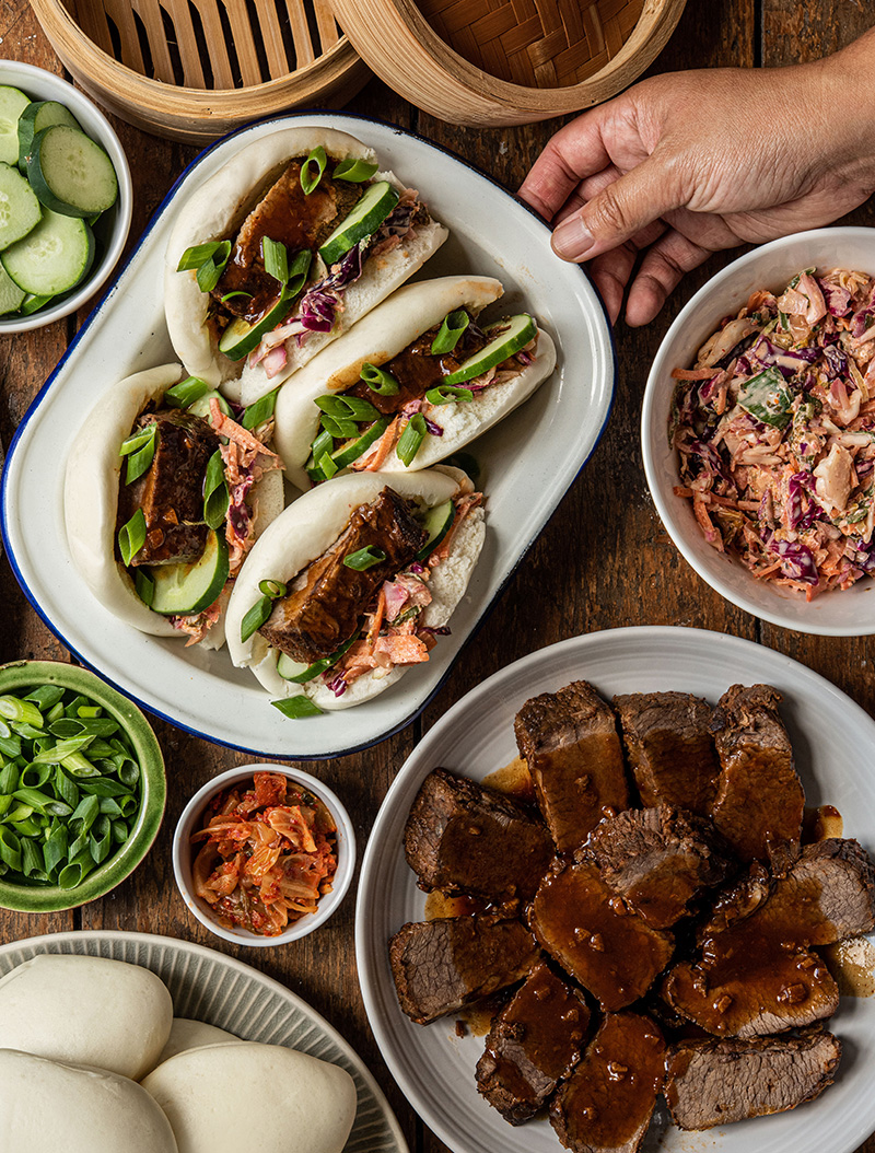 Korean Brisket Bao with Kimchi Slaw Greenlea Butcher Shop